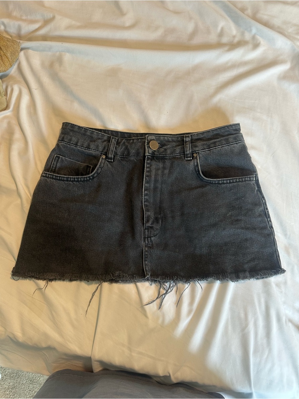 ASOS Black Frayed Hem Denim Mini Skirt